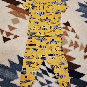 Yellow Construction Vehicle Pajama Set